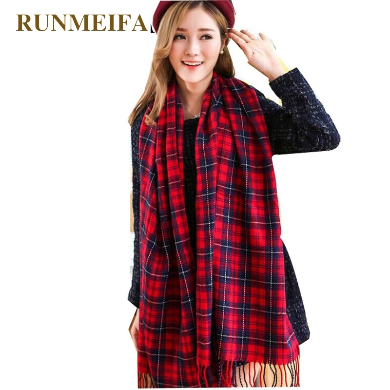 RUNMEIFA vrouwen Winter Stole Plaid Sjaals Tippet Wraps Wol Dames Sjaal Vrouwen Classic Halsdoek Sjaals foulard femme