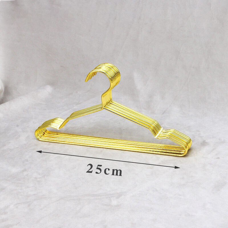 Cintres solides en fil métallique pour animaux de compagnie, 10 pièces, petits cintres pour chien, chiot, chat, accessoires de produits, adaptés à une tige de placard régulière: 25cm-gold  10pcs