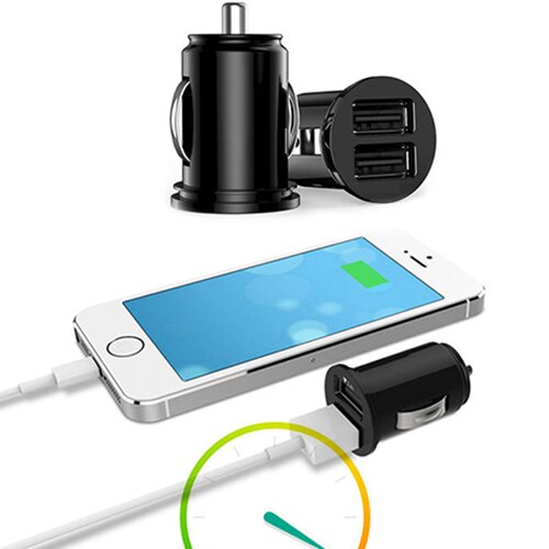 Mini Dual Usb Car Charger 2 Poorten Adapter Voor Iphone X 7 Xr Xs 8 Huawei Charger Usb Mobiele Telefoon charger Autolader Snel Opladen