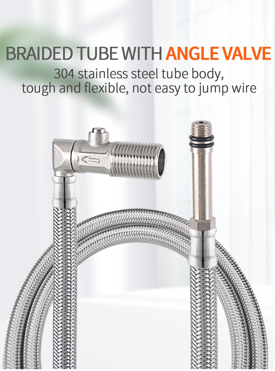 And Cold Water Faucet Inlet Pipe Angle Valve Pointed Stainless Steel Braided With Check Valve Integrated Hose
