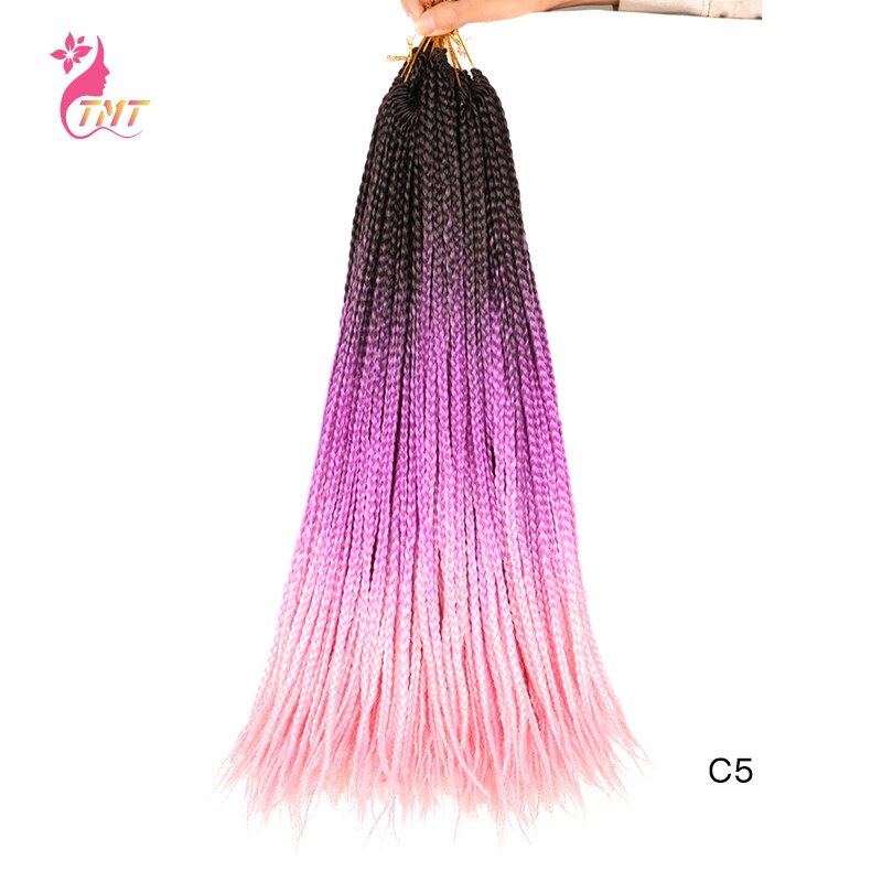 TMT 24Inch Crochet Hair Box Braids Long Purple Ombre Braiding Hair 10Strands Synthetic Rainbow Crochet Braids Hair for Women: C5