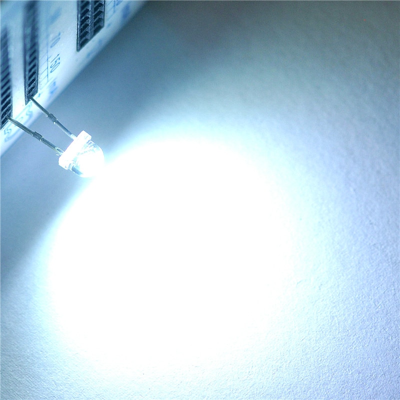 LED licht emitting diode strohoed 5 MM wit haar wit licht (50 stks)