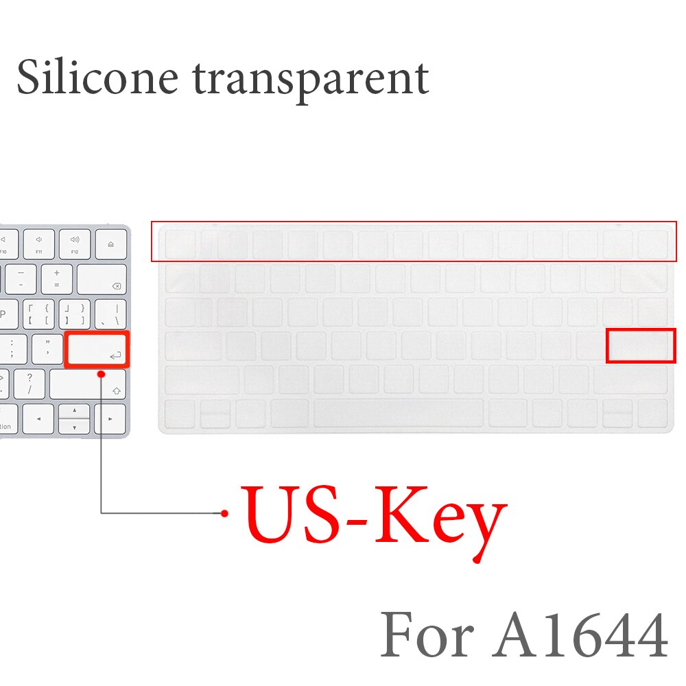 Spain Language Magic Keyboard Cover Silicone Skin Protective Film For Apple Magic Keyboard2 A1644 EU IMAC Keyboard Case: US-Enter Clear