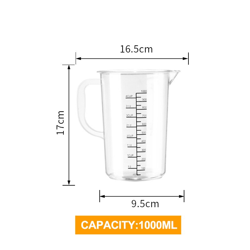 1pcs Measuring Cup Acrylic Handmade DIY Mixing Resin Tools Precision Graduated Kitchen Jug Pour Spout Baking Cooking Butter: 1000ML