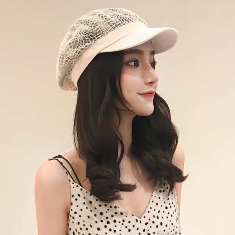 HT3207 Women Spring Summer Hat Ladies Breathable Lace Octagonal Newsboy Cap Vintage Artist Painter Beret Hat Retro Women Berets