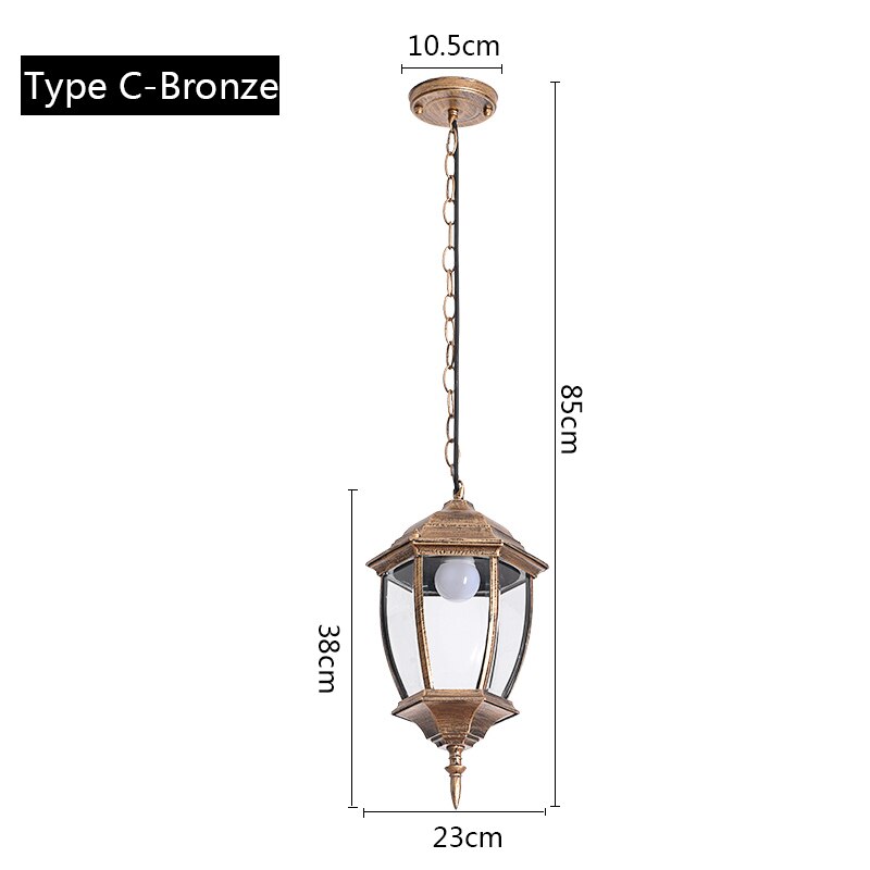 Lampes suspendues imperméables européennes en plein air rétro village lustre balcon couloirs lumières raisin support lampe à suspension luminaire: Type C bronze
