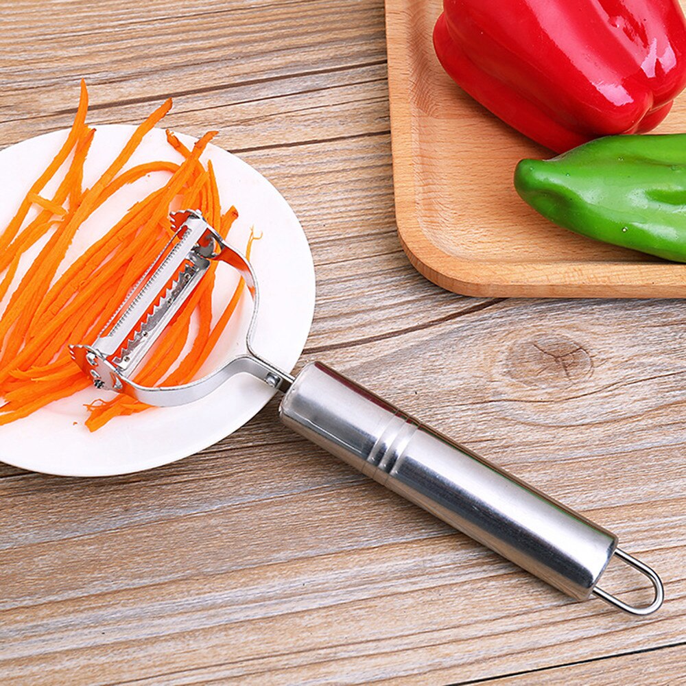 2Pcs/Set Stainless Steel Fruit Vegetable Handle Peeler Multifunctional Fruit Vegetable Shred Scraper Kitchen Essential Peeler