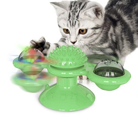 N67 brinquedos para animais de estimação para gatos treinamento interativo quebra-cabeça turntable windmill bola girando brinquedos para gato gatinho jogar jogo gato suprimentos: green