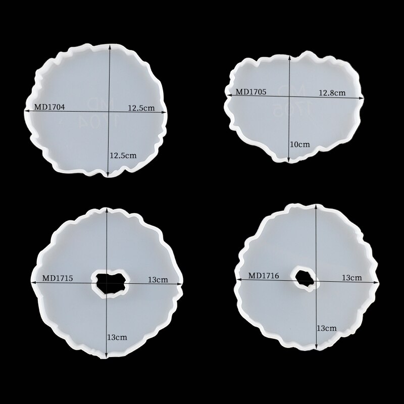 4 sztuk DIY Coaster formy zestaw dekoracyjne rękodzieła blacha do pieczenia baza okrągłe żywicy epoksydowej formy biżuteria silikonowa Making: coaster04 05 15 16