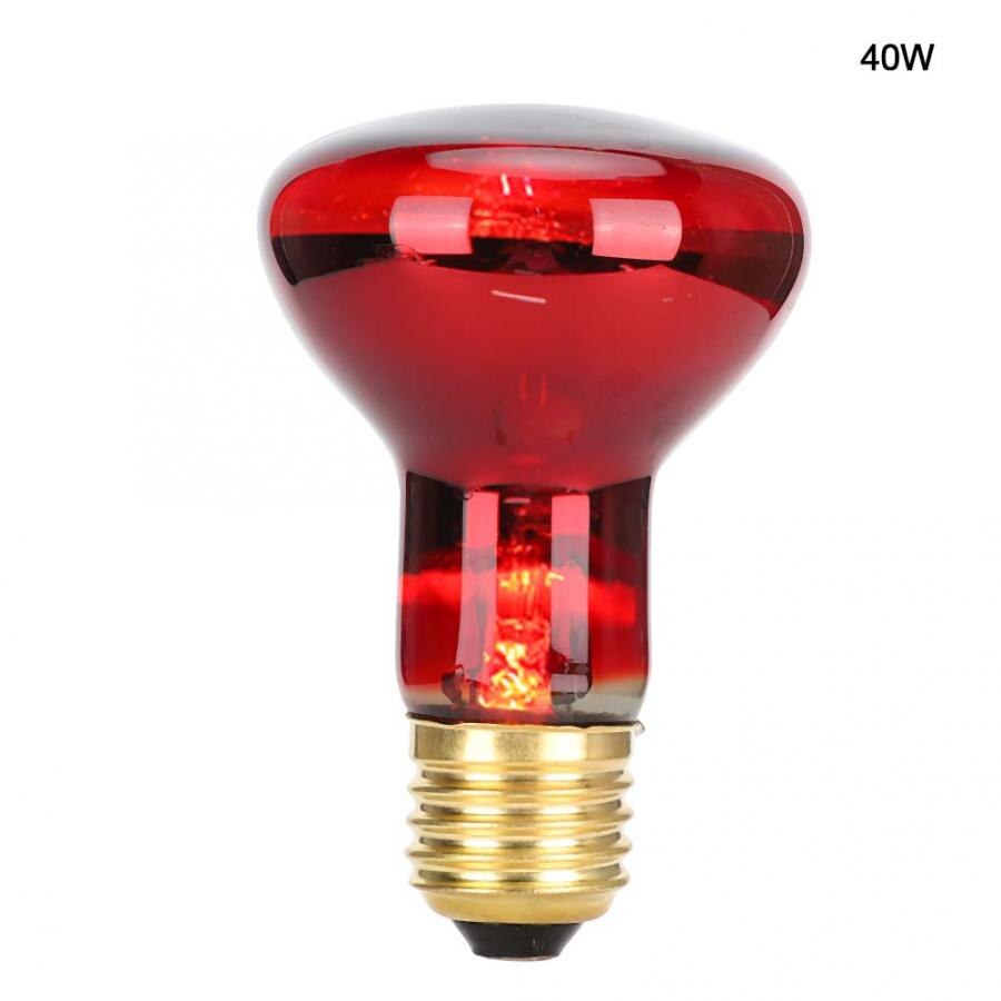 Bombilla de luz infrarroja para reptiles, luz roja E27 R63 de baja potencia para animales y mascotas, lámpara de calefacción para tortugas, pollos, serpientes: 40W