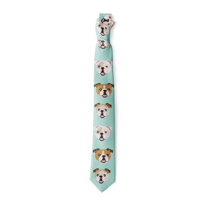 Cartoon Dog Sunflower Print Tie Casual Slim High 8cm Nylon Men Women Necktie Funnny Harajuku Party Dinner Female Men Tie: WHITE
