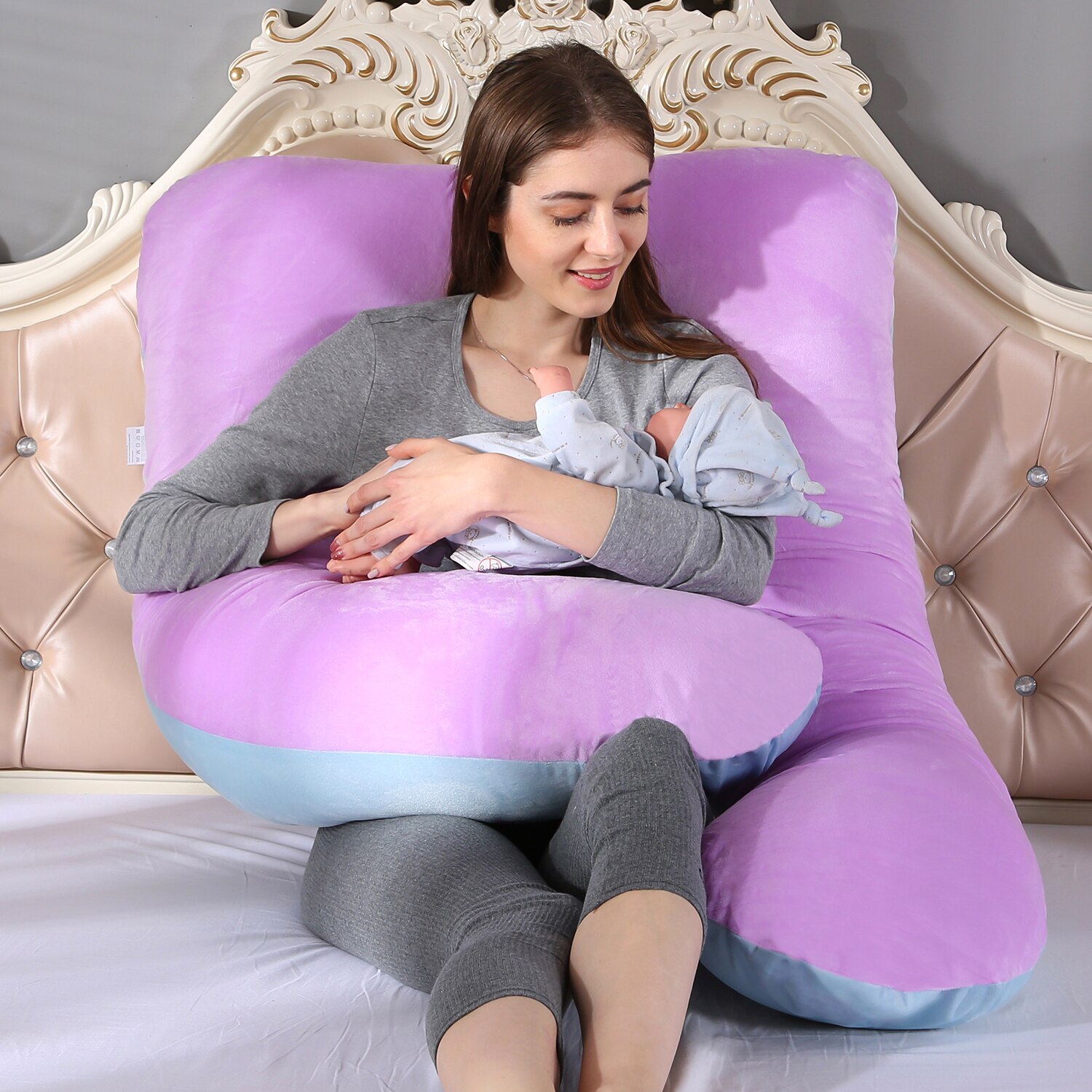 U Shape Pregnancy Pillow Bedding Full Body Comfortable Pregnant Sleeping Cushion Pregnant Pillow: J