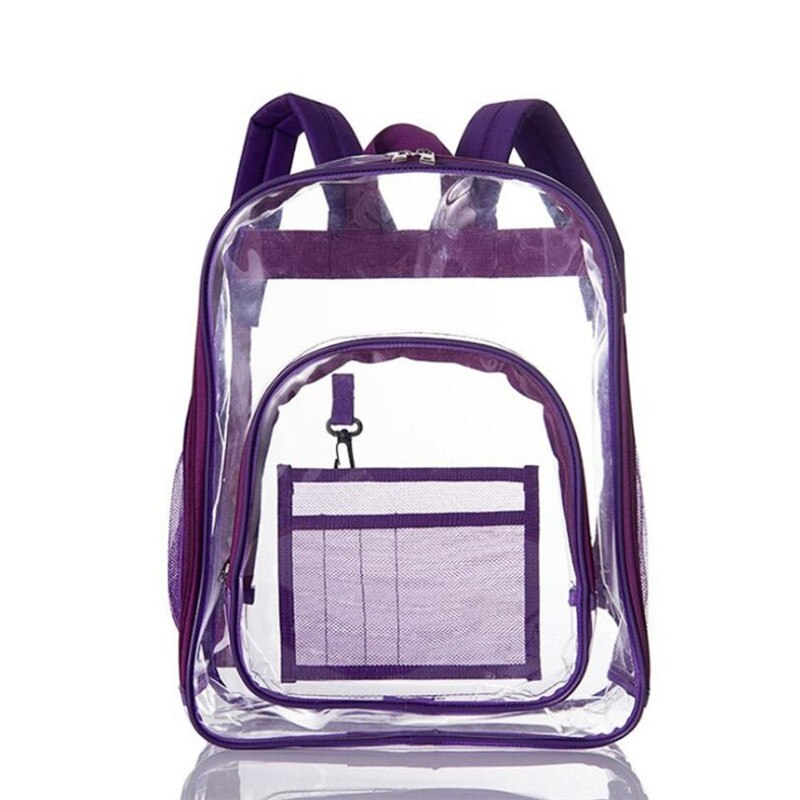 Pvc Waterdicht Transparant Schooltas See Through Rugzakken Grote Capaciteit Rugzak Solid Clear Rugzak: purple