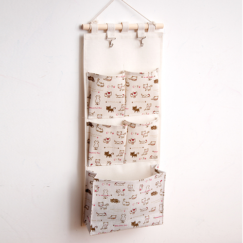 Bolsa de almacenamiento montada en la pared, organizador colgante de 6 bolsillos para guardar artículos diversos, juguetes y cosméticos: 5 Pocket Cat