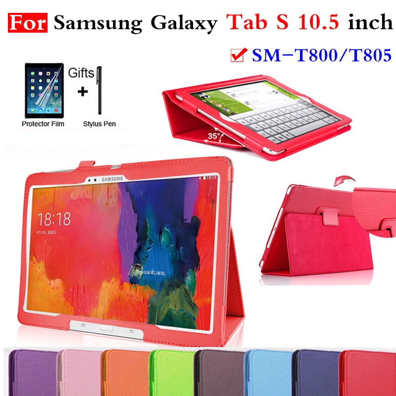Tab S 10.5 SM T800 Case cover for Samsung Galaxy Tab S 10.5 T800 T805 Litchi pu Leather Solid Stand Folio Protective Tablet case