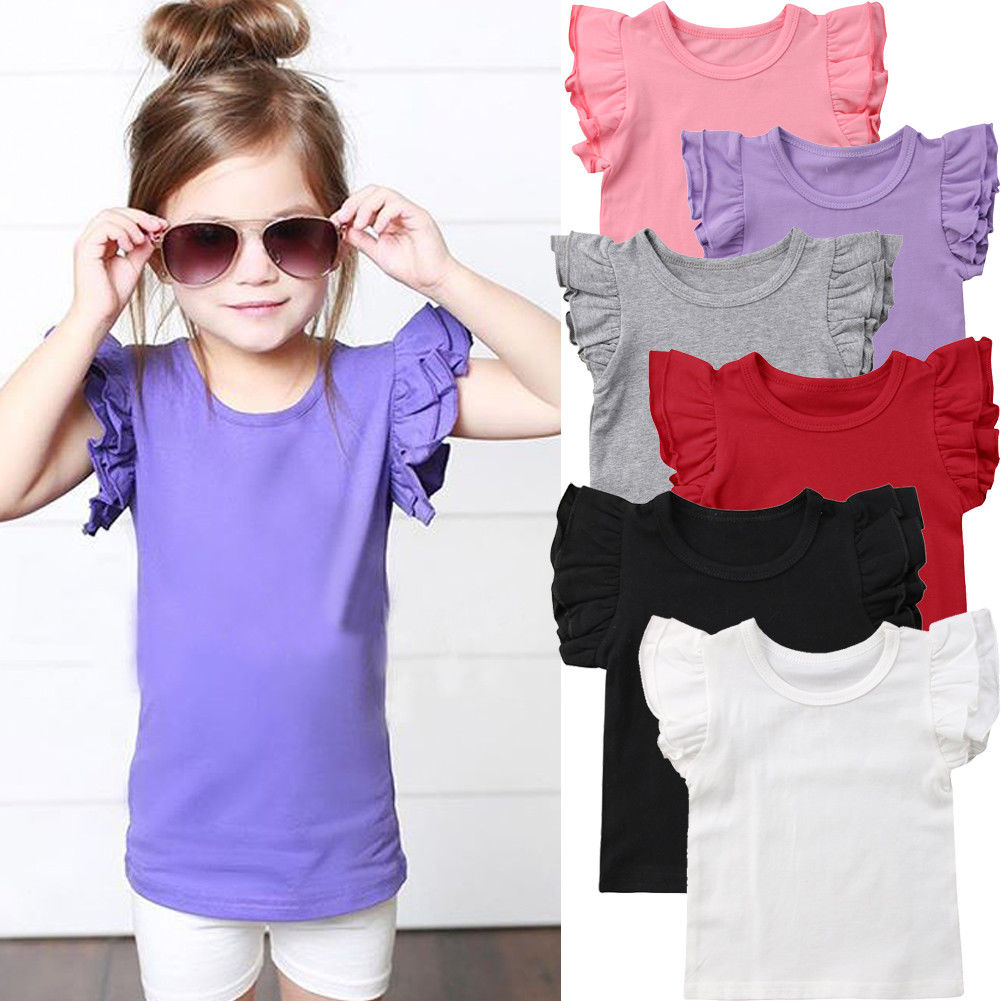 Zomer Kinderen T-shirt Casual Eenvoudige Baby Meisjes Zachte Katoenen Tops Kid Peuter Korte Mouwen T-shirts Kids Kleding 0 -4 T