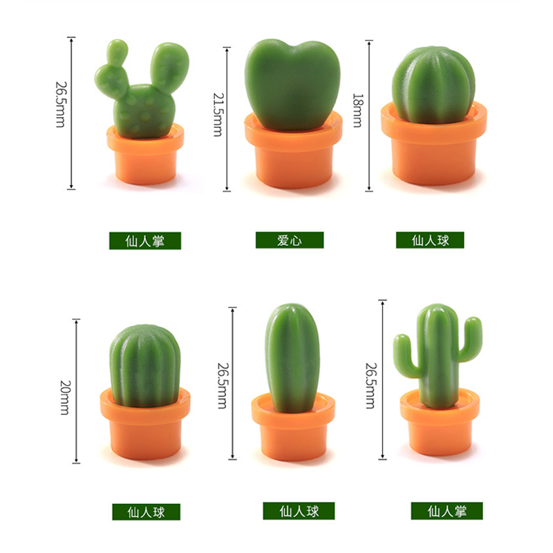 6pcs Cute Succulent Plant Message Board And Reminder For Kitchen Refrigerator Magnet Button Cactus Decoration Accessories