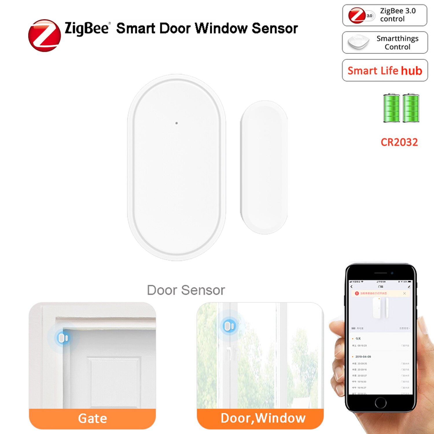 Tuya ZigBee 3.0 Smart Gateway Hub Smart Home Bridge Smart Life APP Wireless Remote Controller for Alexa Echo Google Home: Zibgee Door Sensor