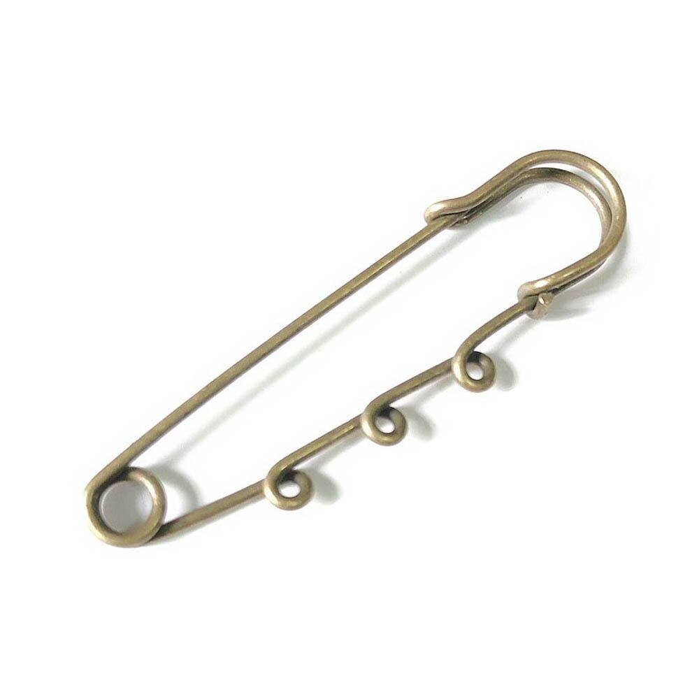 10 Uds. De pasadores con 3 agujeros para broche Diy, accesorios de joyería para niños, con dijes y cadena, Color bronce y plateado, 5cm X 1,5 cm: 6cm	bronze