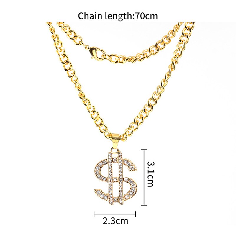 UNS Dollar Geld Anhänger Halsketten Gold Farbe Lange Kette Halskette Männer Frauen Zubehör Halskette Hip Hop Schmuck