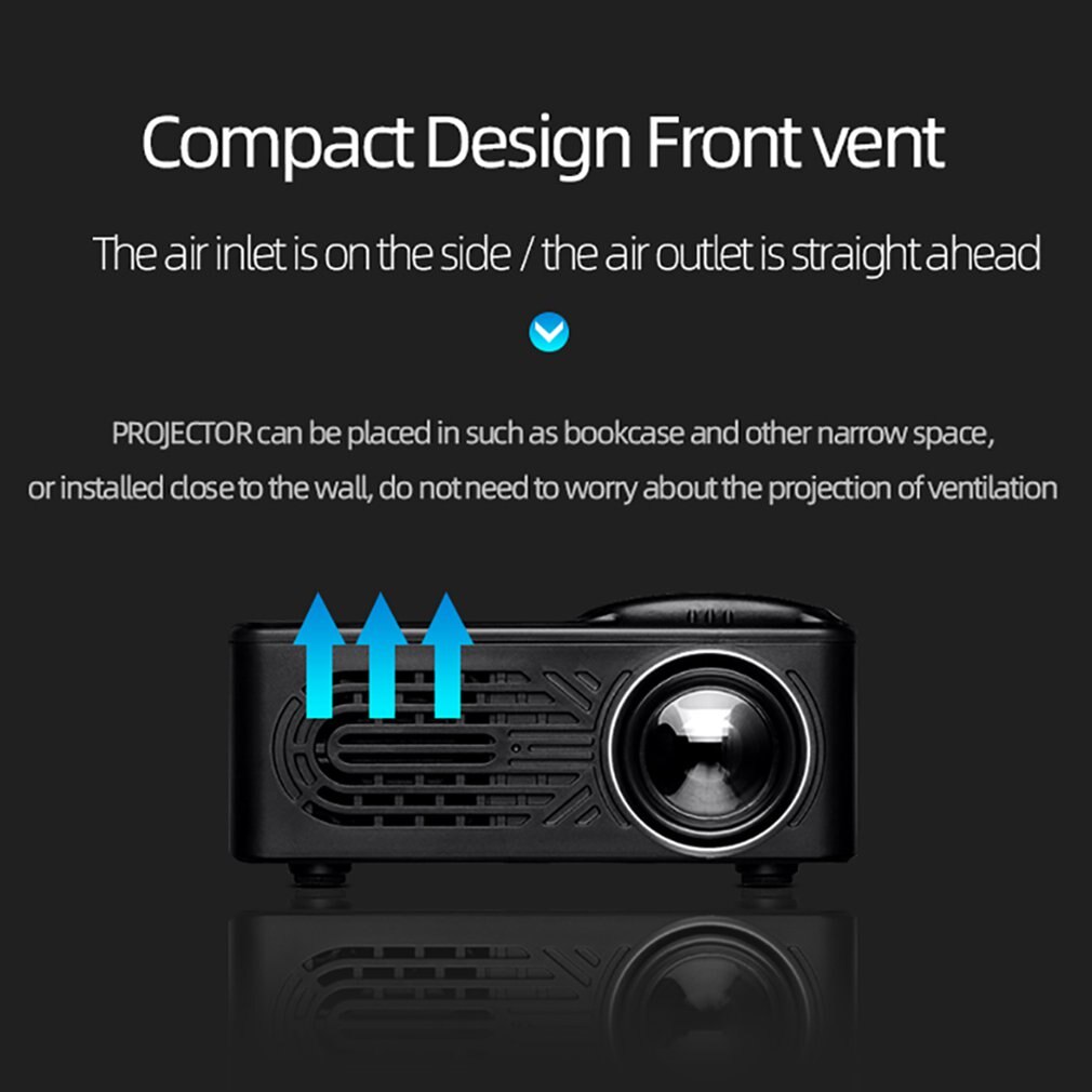 Date 814 maison Mini projecteur Mini Portable divertissement à domicile projecteur Compact sortie d'air 1080P Home cinéma