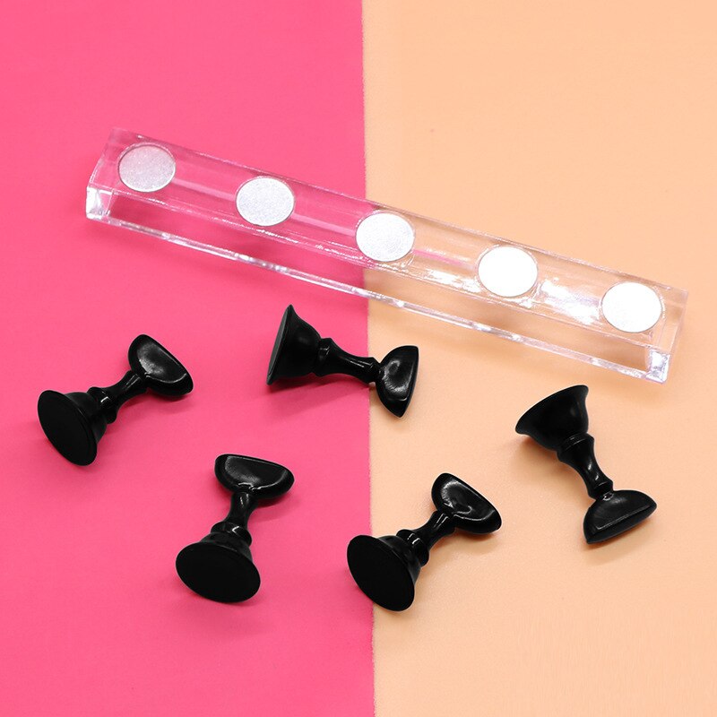 5 Stuks Nail Art Practice Display Stand Schaakbord Magnetische Tips Wit Zwart Praktijk Houder Set Polish Gel Kleurenkaart tool: D