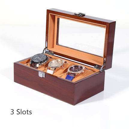 Wood Watch Storage Boxes Case Luxury Wooden Mechanical Watch Display Cases Jewelry Women Box For Watches: 3 Slots