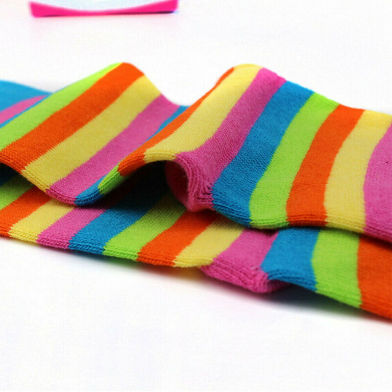 Frauen Mädchen Bunte Gestreifte Fünf Finger Zehe Socken Regenbogen Gestreiften Socken