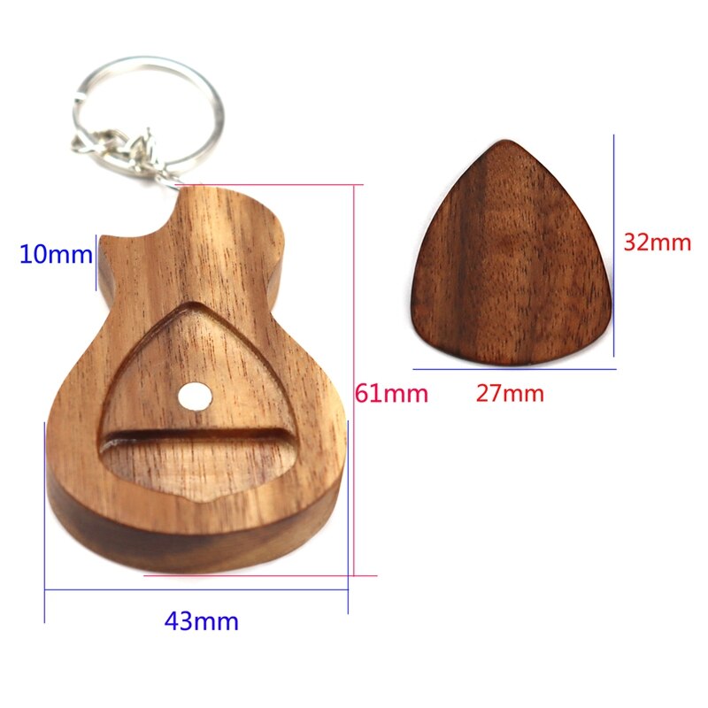 Gitaar Houten Pick Doos Gitaar Vormige Pick Houder Met Hout Picks Voor Gitaar Bas Muziek Instrument