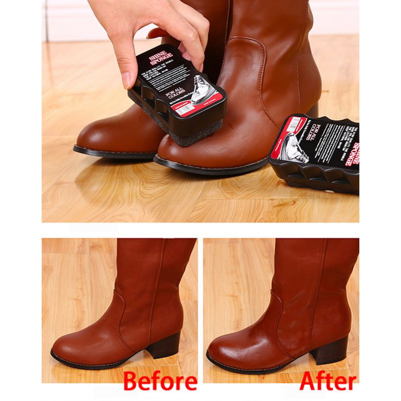 La lanolina esponja cuidado zapatos limpiar Multi-función incoloro cera para zapatos de cuero de cepillo zapatos polaco mantenimiento zapato pulidora