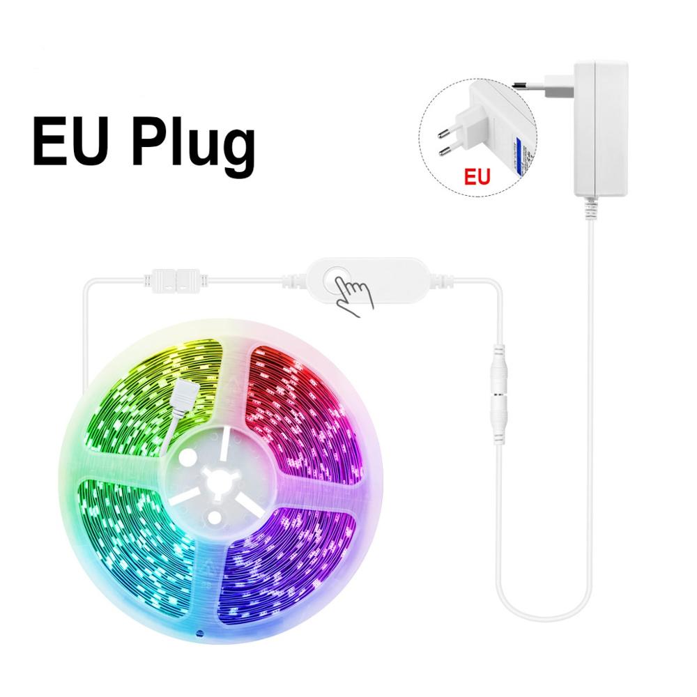 Tuya – bande lumineuse LED RGB, wi-fi, 12v dc, avec commande vocale, 1/2/3/4/5/10/15 M, fonctionne avec Google Home et Smart Life App: RGB Set With EU Plug / 4M
