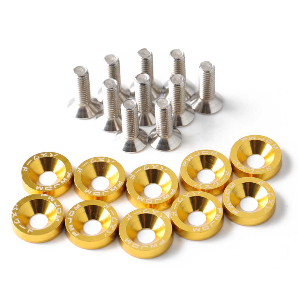 10 st/set cnc-behandlad aluminiumpackning motorrumsbytessats skärmbricka med 10 st  m6 x 20mm bultar: Röd