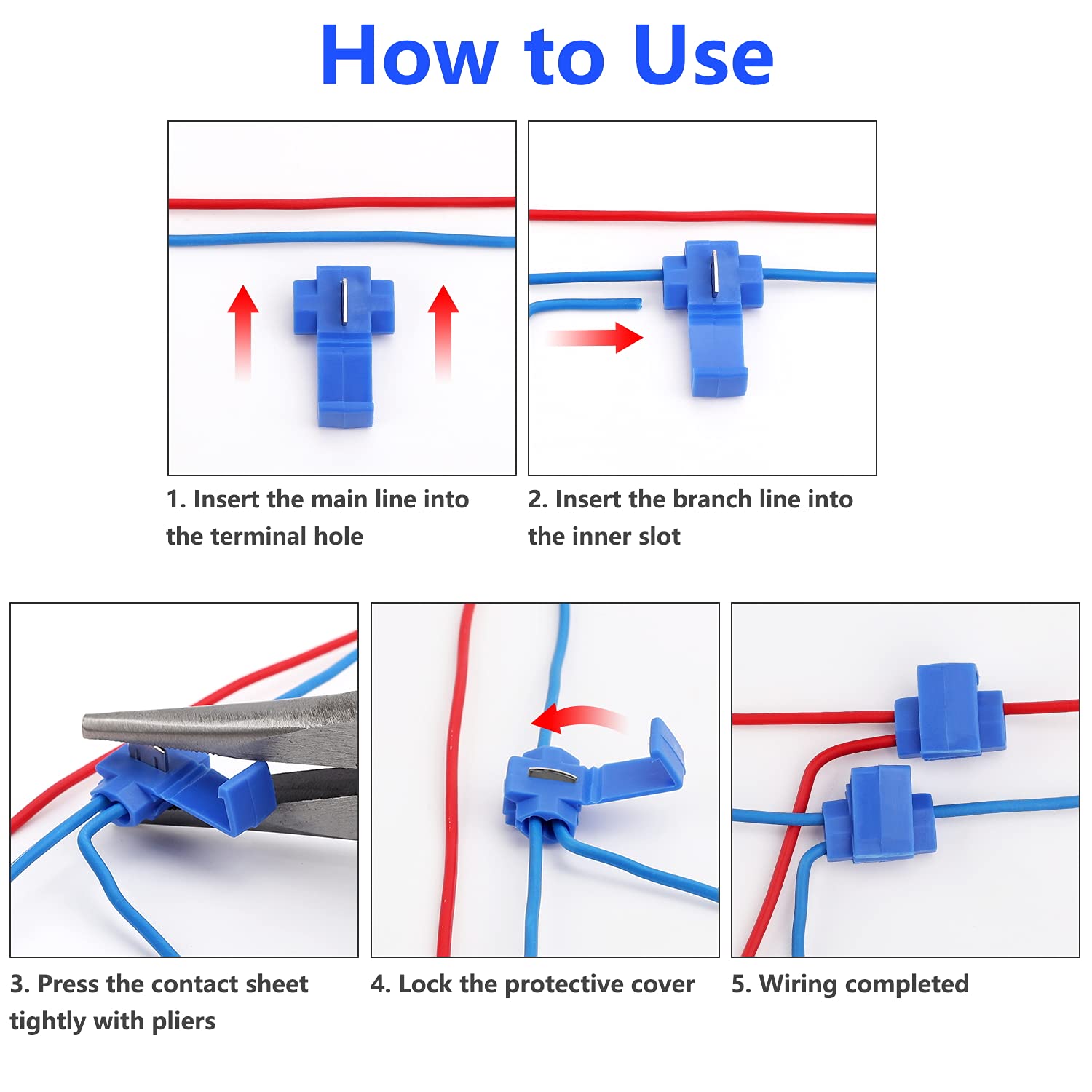 50 Stuks Draad Kabel Connectors Scotch Lock Elektrische Quick Splice Terminals Crimp Niet-destructief Zonder Breken Lijn AWG 22-18