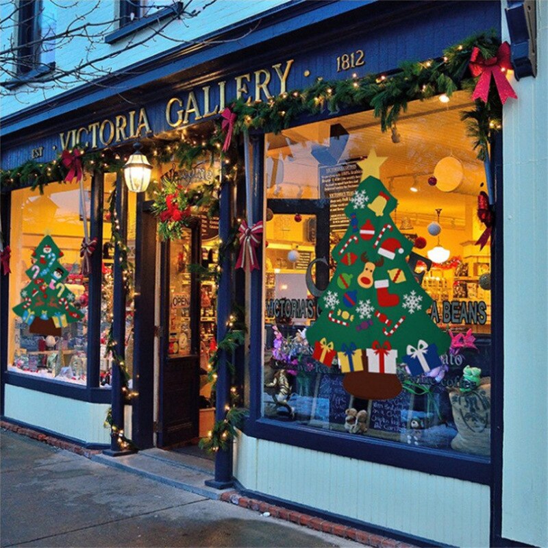 DIY Felt Christmas Tree Set with Ornaments for Kids, Xmas -Felt Christmas Tree Wall Hanging Christmas Tree Decoration