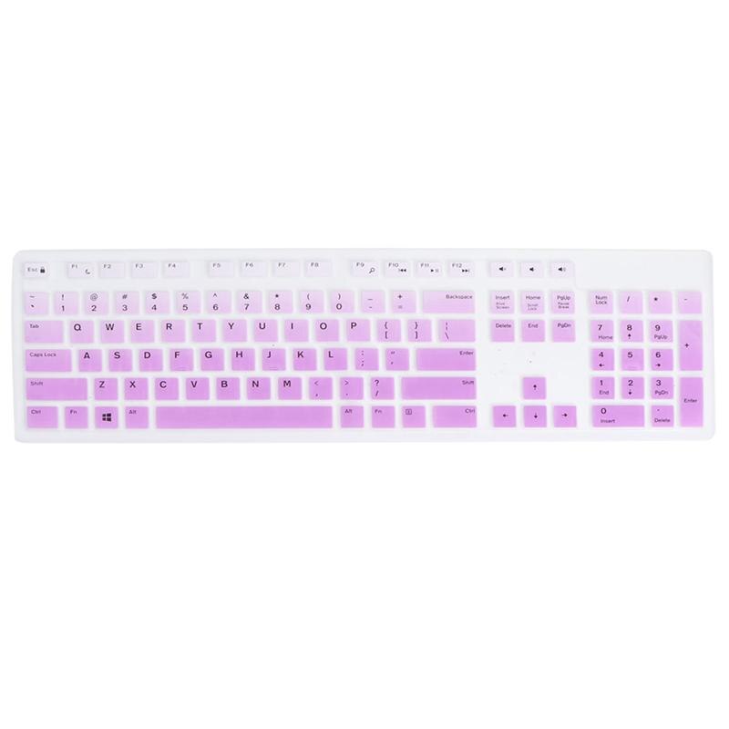 Hight Silicone Keyboard Protective Cover Keyboard Stickers Skin Cover Keycaps For Dell KB216 Wired Keyboard: Purple