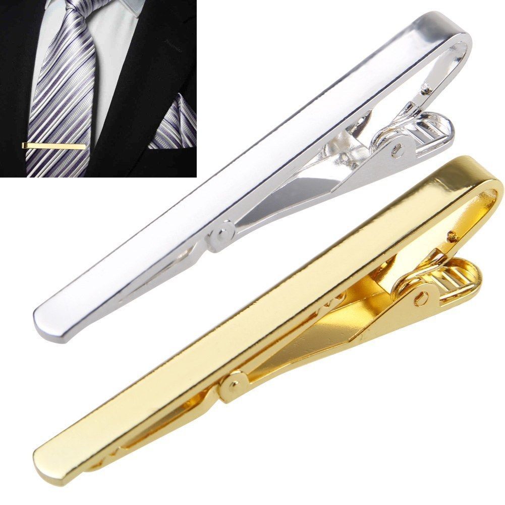 Broche de Metal para corbata para hombre, pasador de acero inoxidable para negocios, color dorado y plateado