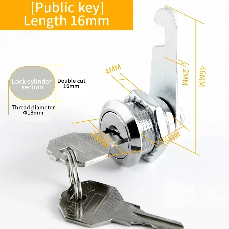 Cam Lock Security Lock 16-35mm Cabinet Cam Lock Door Barrel Drawer Filing Cabinet Post Mail Box Furniture Locker Cupboard 2 Key: M / green