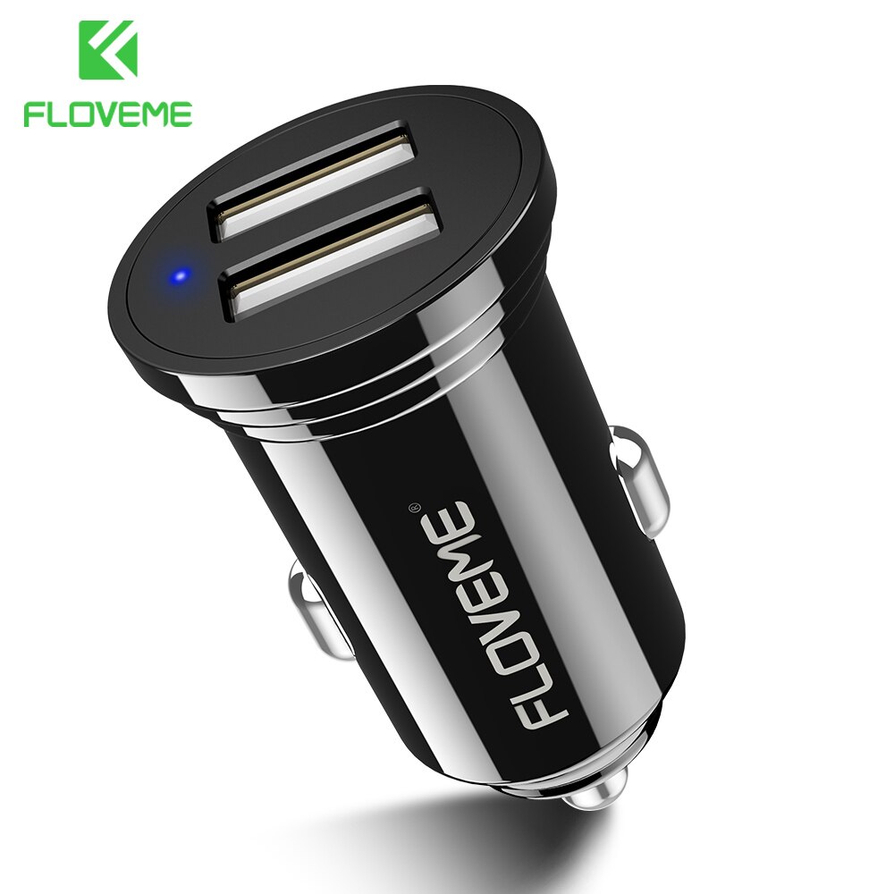 Floveme Autolader Voor Telefoon Mini Dual Usb Auto-Oplader 2.4A Fast Charger Voor Iphone 7 8 X Xs xiaomi Universele Auto Telefoon Oplader: Default Title