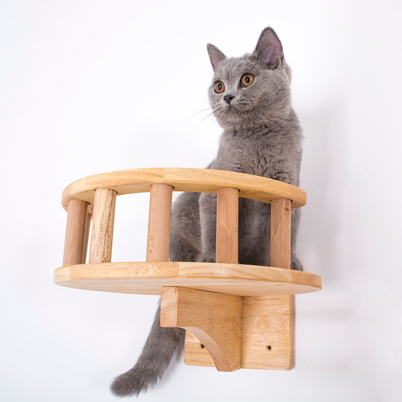Huisdier Houten Klimrek Krabpaal Kat Muur Stappen Kat Boom Houten Huisdier Meubels Muur Gemonteerde Kitten Huis Springen frame F