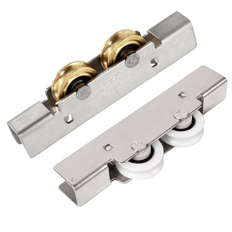Puerta corrediza de vidrio sin marco para balcón, polea de ventana de acero y plástico, rueda cóncava, rodillo de nailon silenciado, pieza de Hardware