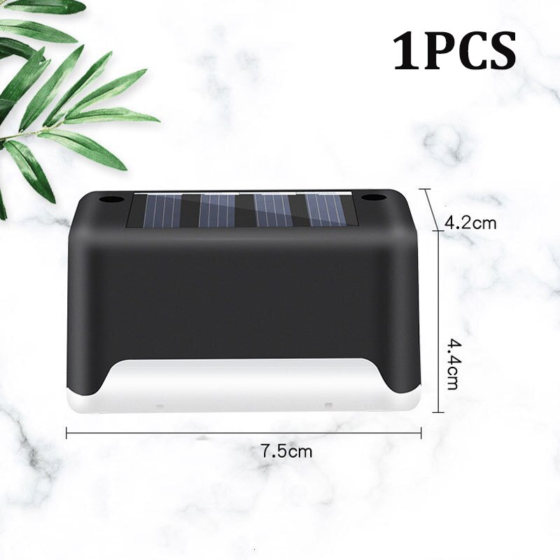 Luces Solares LED escalera de sendero luz exterior lámpara de paso jardín valla de patio pared paisaje lámpara Solar luz nocturna al aire libre: 1PCS Black