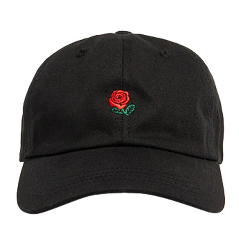 Rose Baseball Caps Vrouwen Snapback Cap Bloem Zomer Borduren Gebogen Lente Caps Mannen Hip Hop Hoeden 3.8: Black