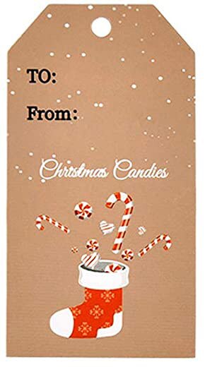 100pz etichette di buon natale carta di carta kraft etichetta regalo etichetta fai da te cartellini decorazioni regalo carta regalo bomboniere forniture: Fluorescenza Gialla