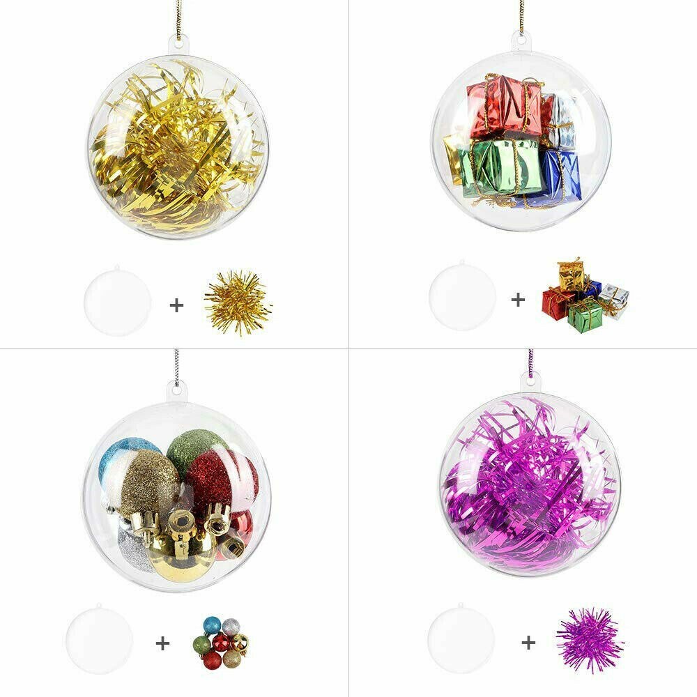 10Pcs Clear Plastic Craft Bal Kerst Decoratie Kerstballen Gunsten Transparant Clear Xmas Ballen Opknoping Ronde Kerstballen