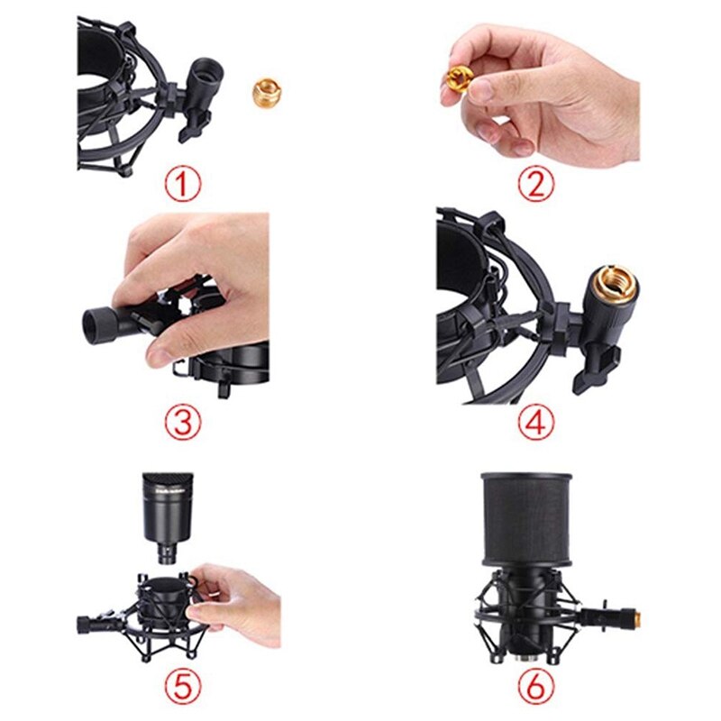 Microfoon Shock Mount Met Microfoon Filter Windsn Suspension Shock Mount Houder Clip