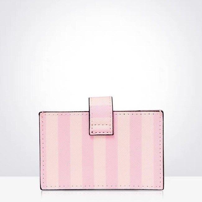 Christmas Ladies Leather Card Holder BLACK Coin Purse Card Holder Heart-Shaped Keychain Keychain ID Card holder: PINK