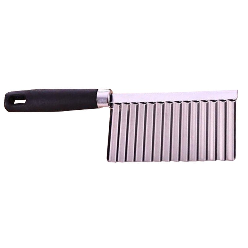 Rustfritt stål potetskjærer skjærer deig grønnsak frukt krøll bølget skjærer kniv potetskjærer hakker pommes frites maker: En