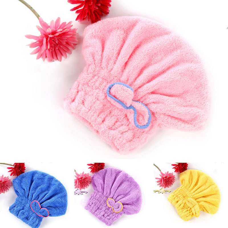 1Pcs Vrouwen Meisjes Droge Hatquickly Droog Haar Badmuts Super Absorberende Haar Tulband Coral Fluwelen Badkamer Benodigdheden Hoofd Wrap hoeden