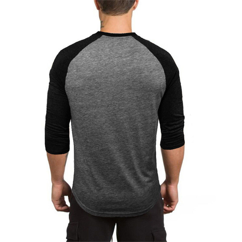 Männer der 3/4 Hülse Laufen Männer Schnell Trockenen T-Hemden Laufende schlank passen Spitzen Abschläge Sport männer Fitness Fitnessstudio T Hemden Muskel T