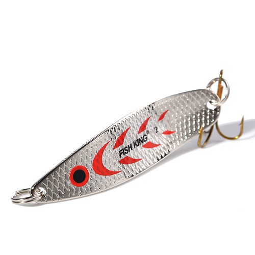 FISHKING-Señuelos de Pesca, cuchara Wobble de Metal, anzuelo de trucha, cuchara giratoria de 18g 27g señuelos spinning de pesca mar jigs de pesca de mar señuelos spinning mar cebos duros cucharillas de pescas Pinzas me: 120 mm / Blanco